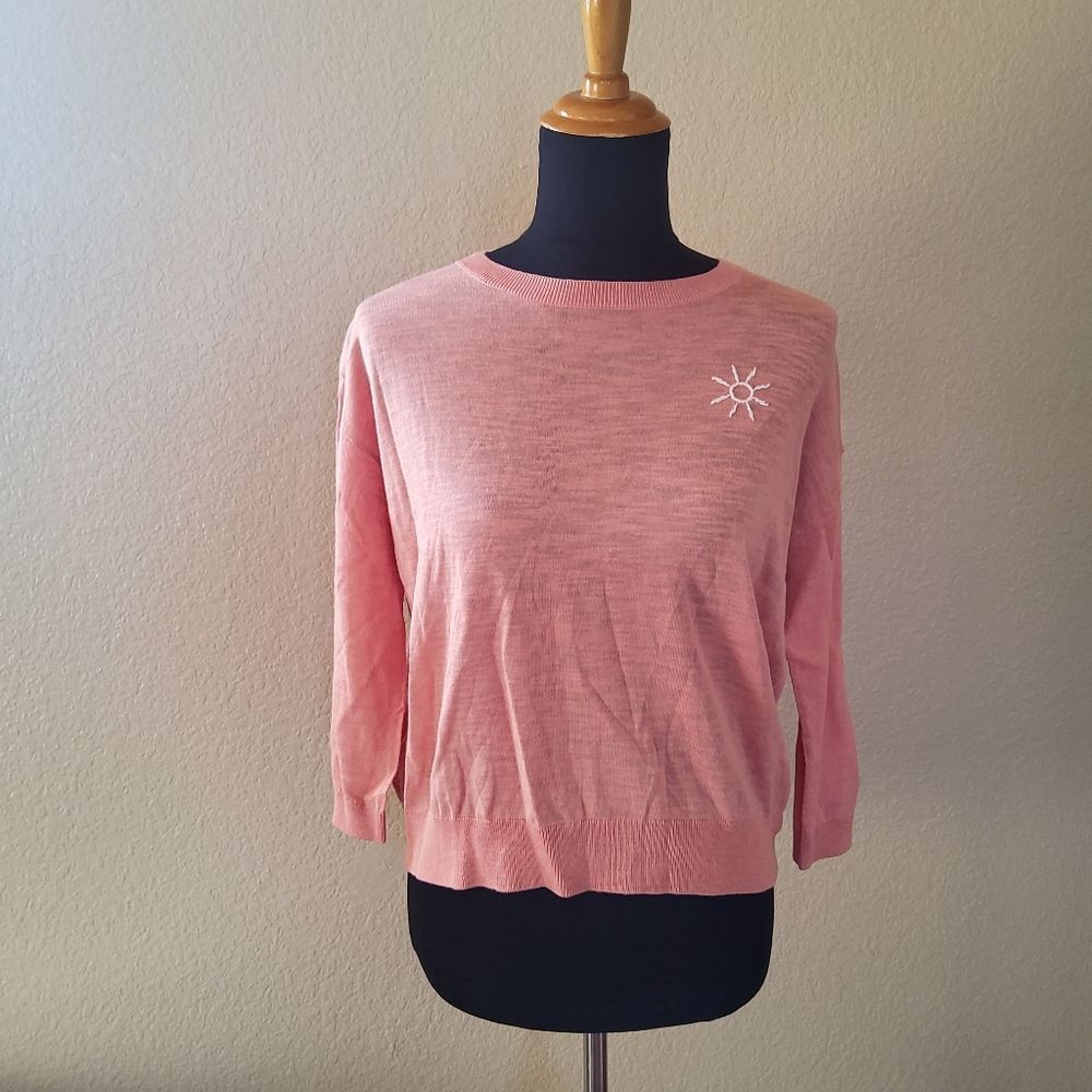 Revolve One Grey Day Cutout Knit Long Sleeve Lighwieght Sweater Top Size S New